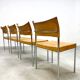 Vintage Dutch design chrome dining set leather chairs 'Minimalism'