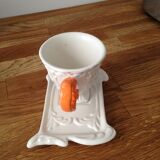 Lot de 2 tasses blanches à anses orange