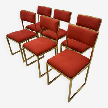 6 chaises métal doré années 70s
