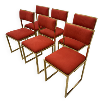 6 gold metal chairs from the 70s