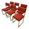 6 chaises métal doré années 70s