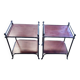 Paire de tables de chevet en fer forgé et bois
