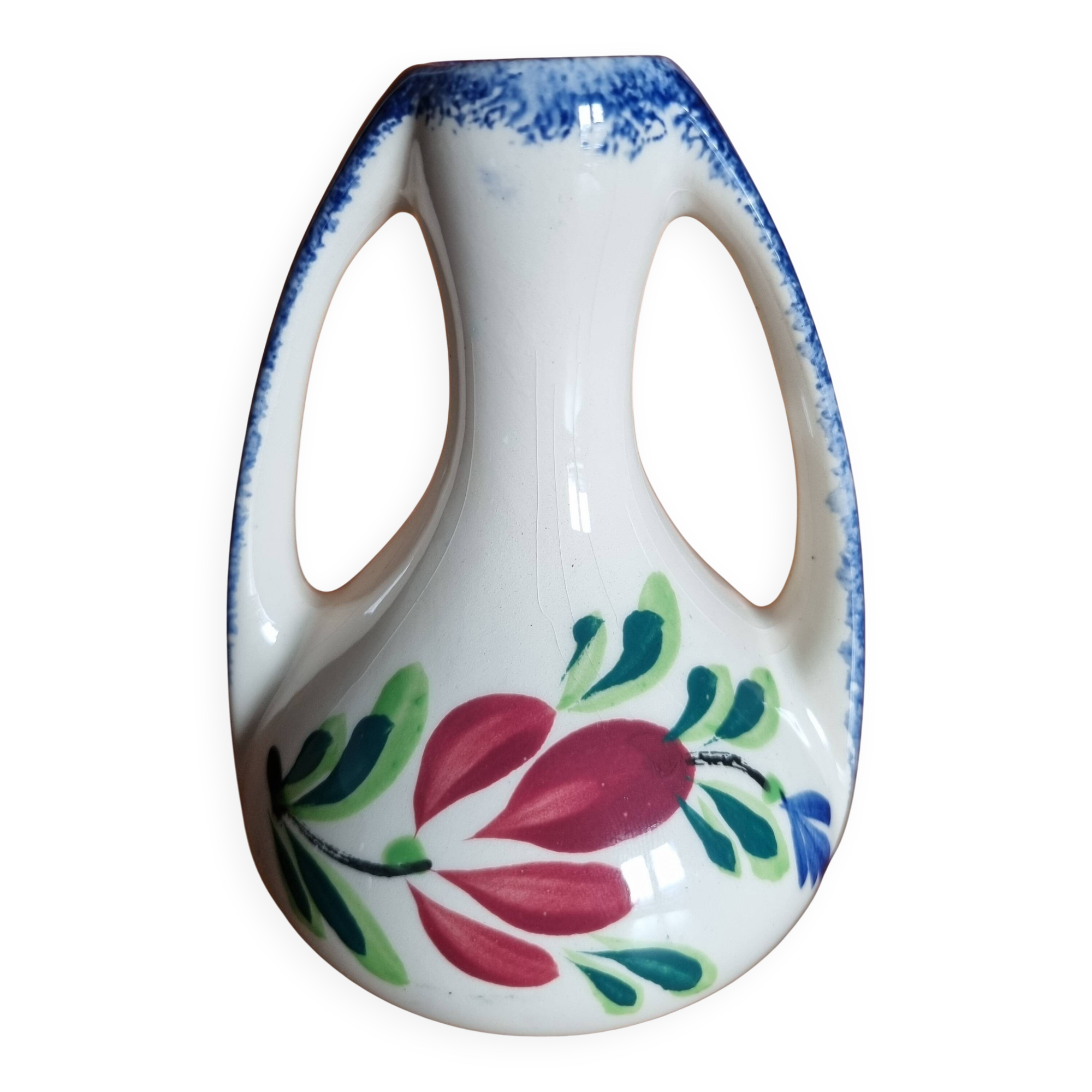 Small vintage earthenware vase from Brittany, 1950s.