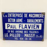 Old enamelled plate 1960 such 7 digits