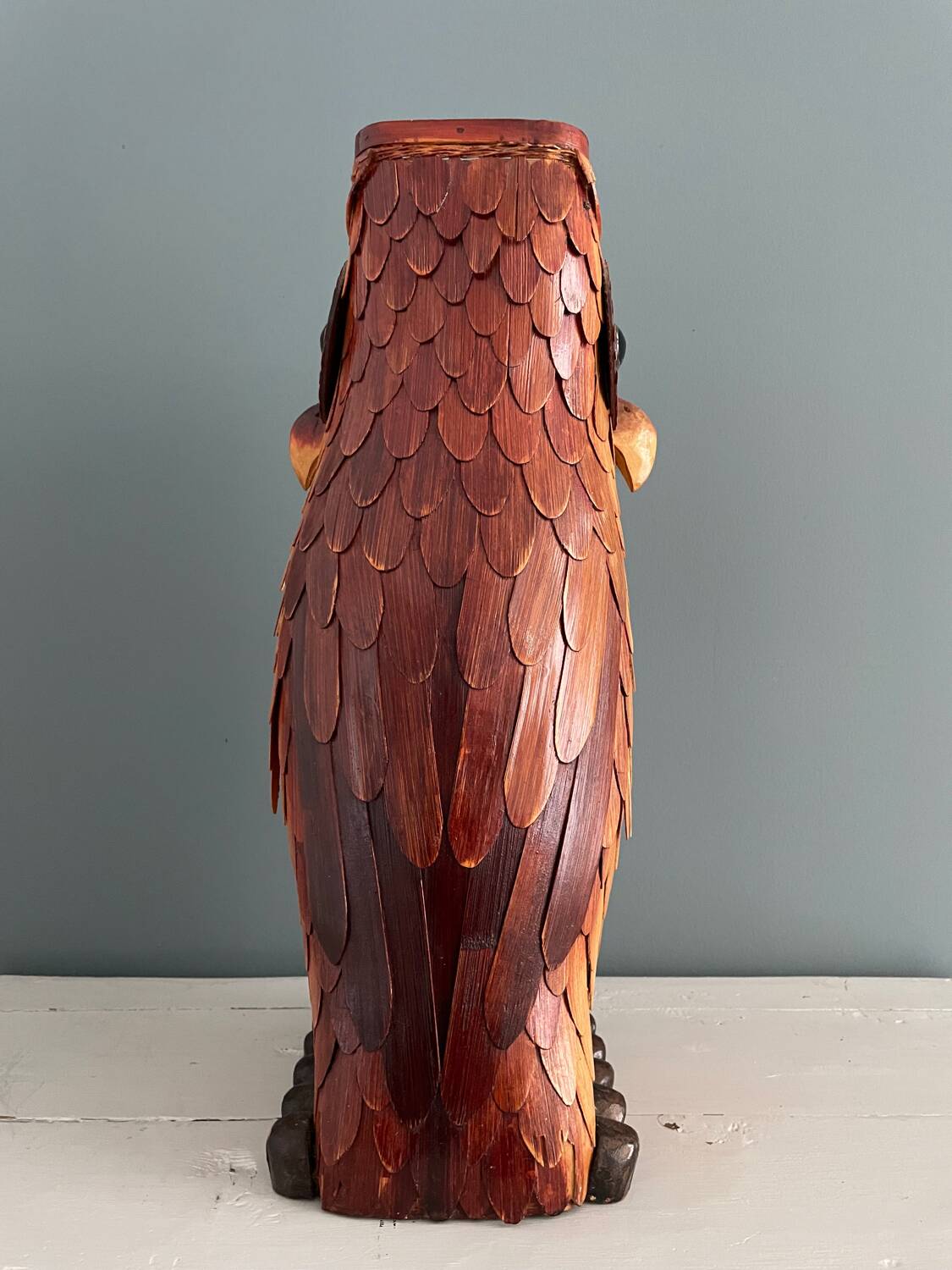 Vintage umbrella stand in the shape of an owl