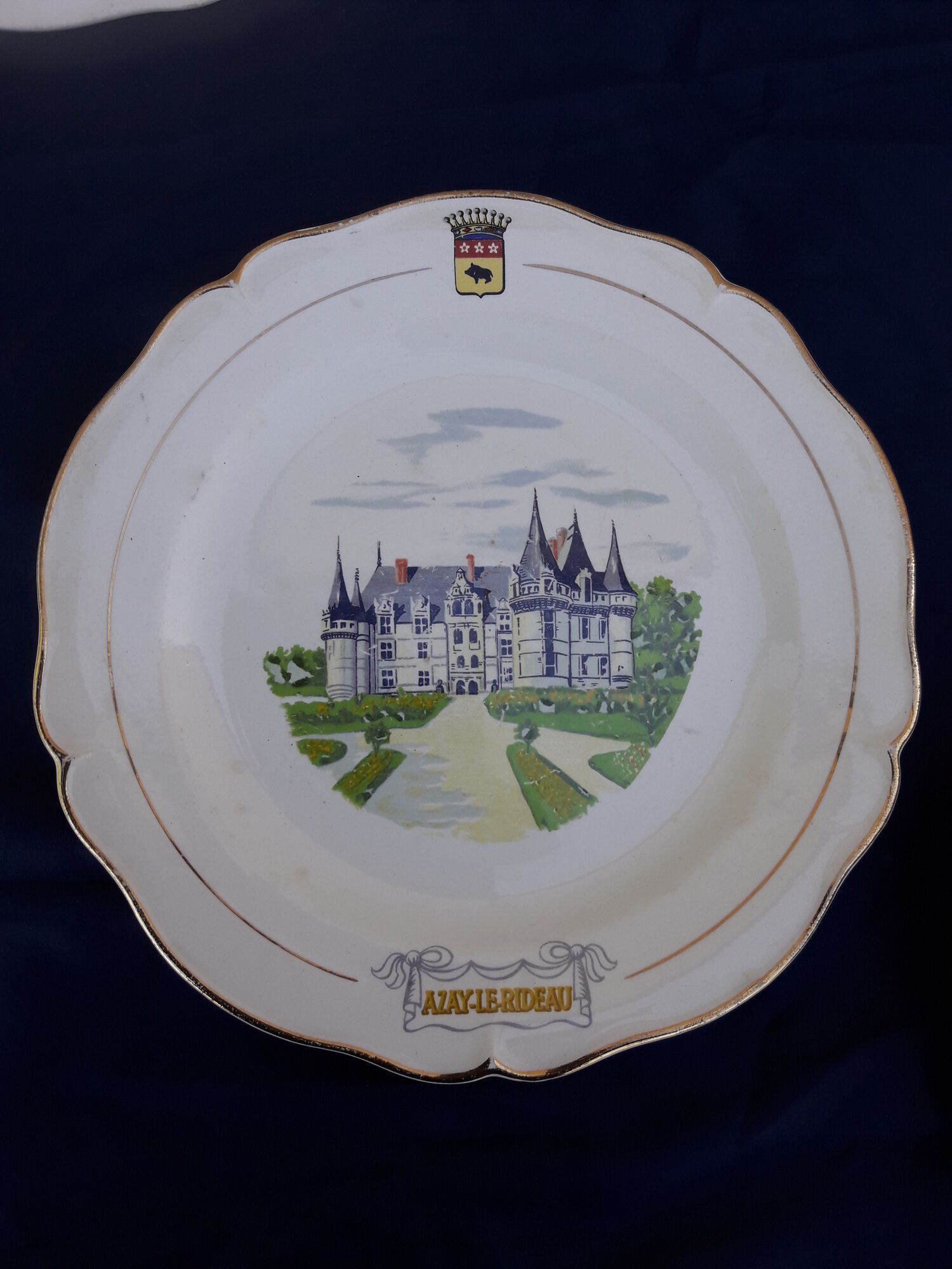 11 plates of earthenware from Gien model Châteaux de la Loire ar 22 cmmoiries diam