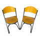Pair of Chairs SOUVIGNET Model ELODIE Grey Metal & Wood Made in France