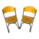 Pair of Chairs SOUVIGNET Model ELODIE Grey Metal & Wood Made in France