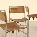Set of 4 cognac leather chairs DLG Martin Visser 60's