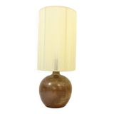 Large lamp signed JB in vintage beige stoneware 1970s ribbon lampshade 70s bohemian chic