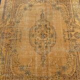 Tapis Oushak jaune 6x9 tapis vintage, tapis surteint jaune, tapis pour vivre MOON.147