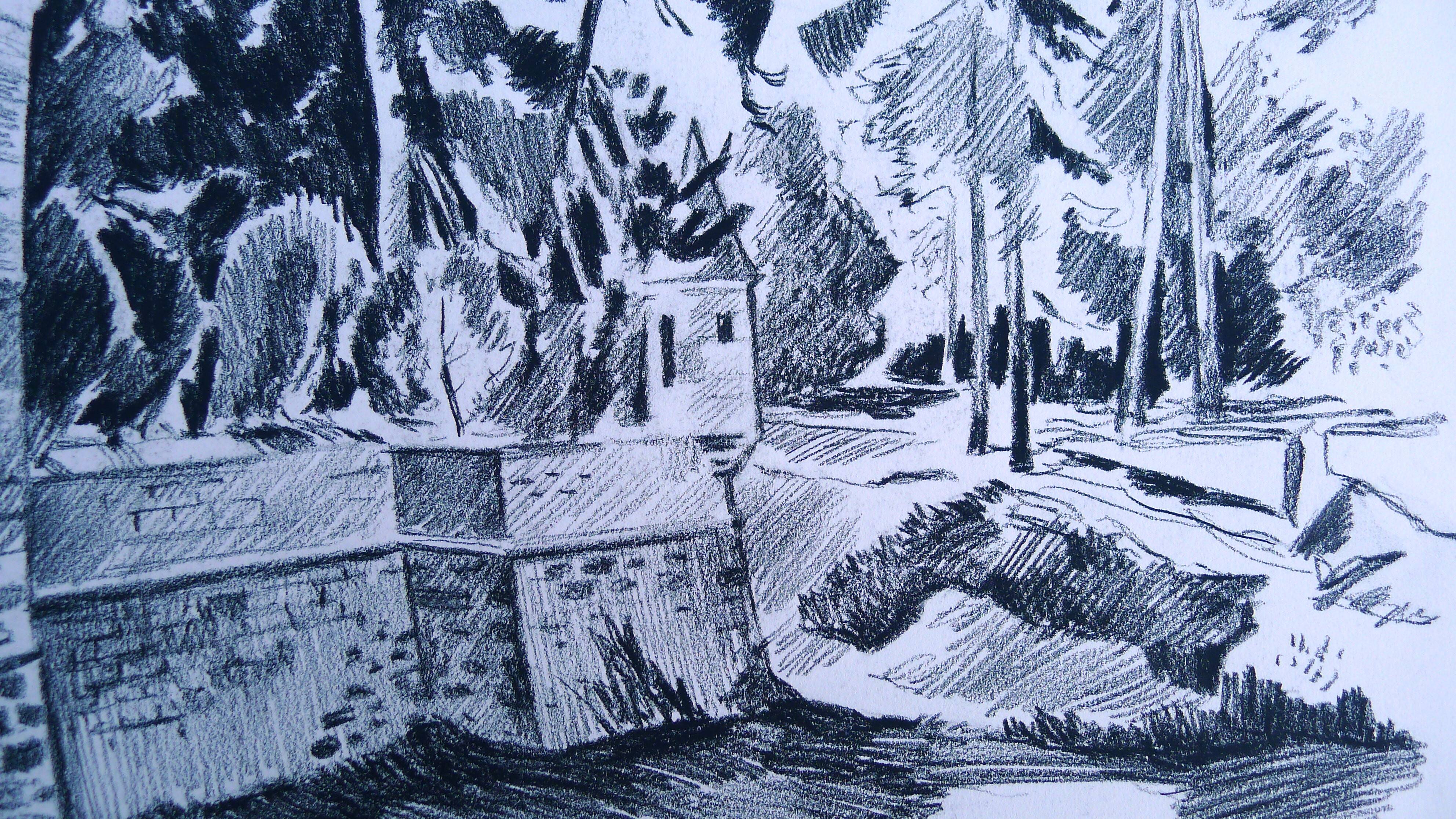 Original drawing in black chalk by Jean Villette (1913-2005)