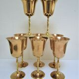 Set of eight vintage solid brass walking glasses