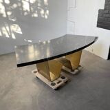 Addor 60s sculptural marble and brass coffee table
