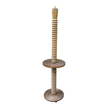 Lampadaire vintage en bois tourné