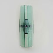Stainless steel wall lamp and bluish glass, 2 lights, Veca 1960