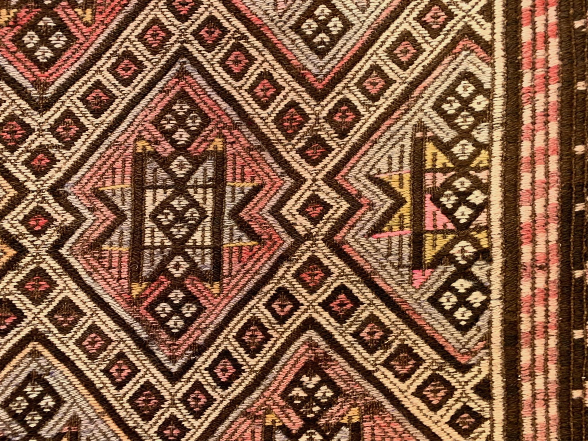 Large Vintage Turkish Kilim Rug 331x165 cm Wool Jajim Kelim