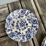 5 vintage plates with blue flowers