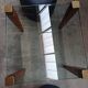 Modernist Design Side Table + 2 Blue Leather Poufs