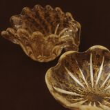 Clear Murano glass bowl with gold powder, 20th century