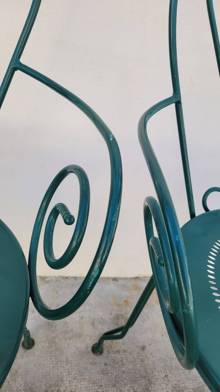 Série de 4 fauteuils de Jardin Fermob en fer ancien