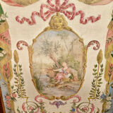 Antique fireplace screen in embroidered canvas, late 18th - early 19th century.