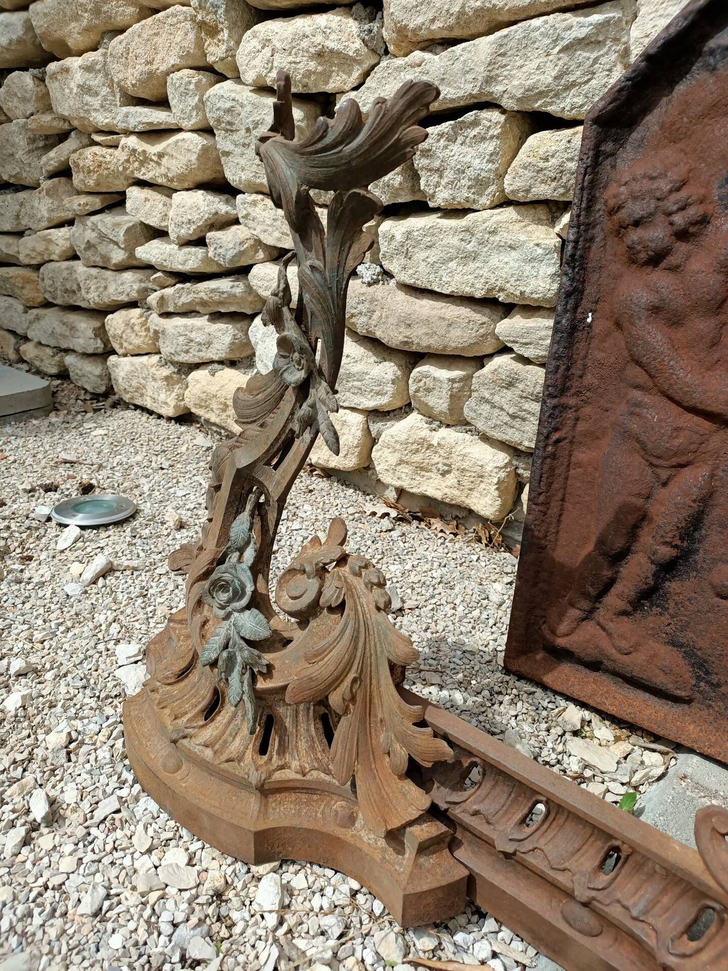 Superb Louis XV Bronze Fireplace Front with Roses 46cm / 114-150cm - 14