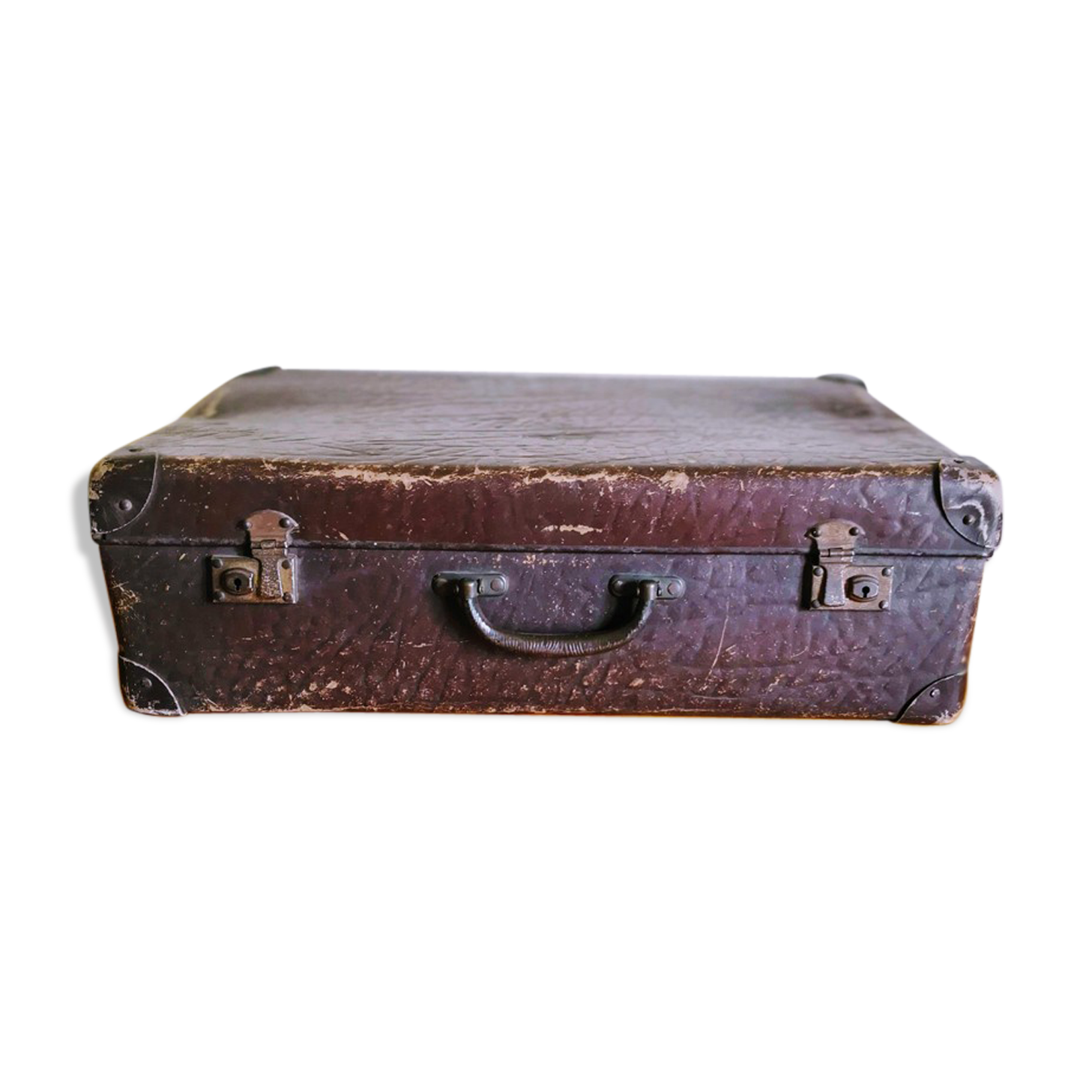 Chocolate vintage cardboard suitcase