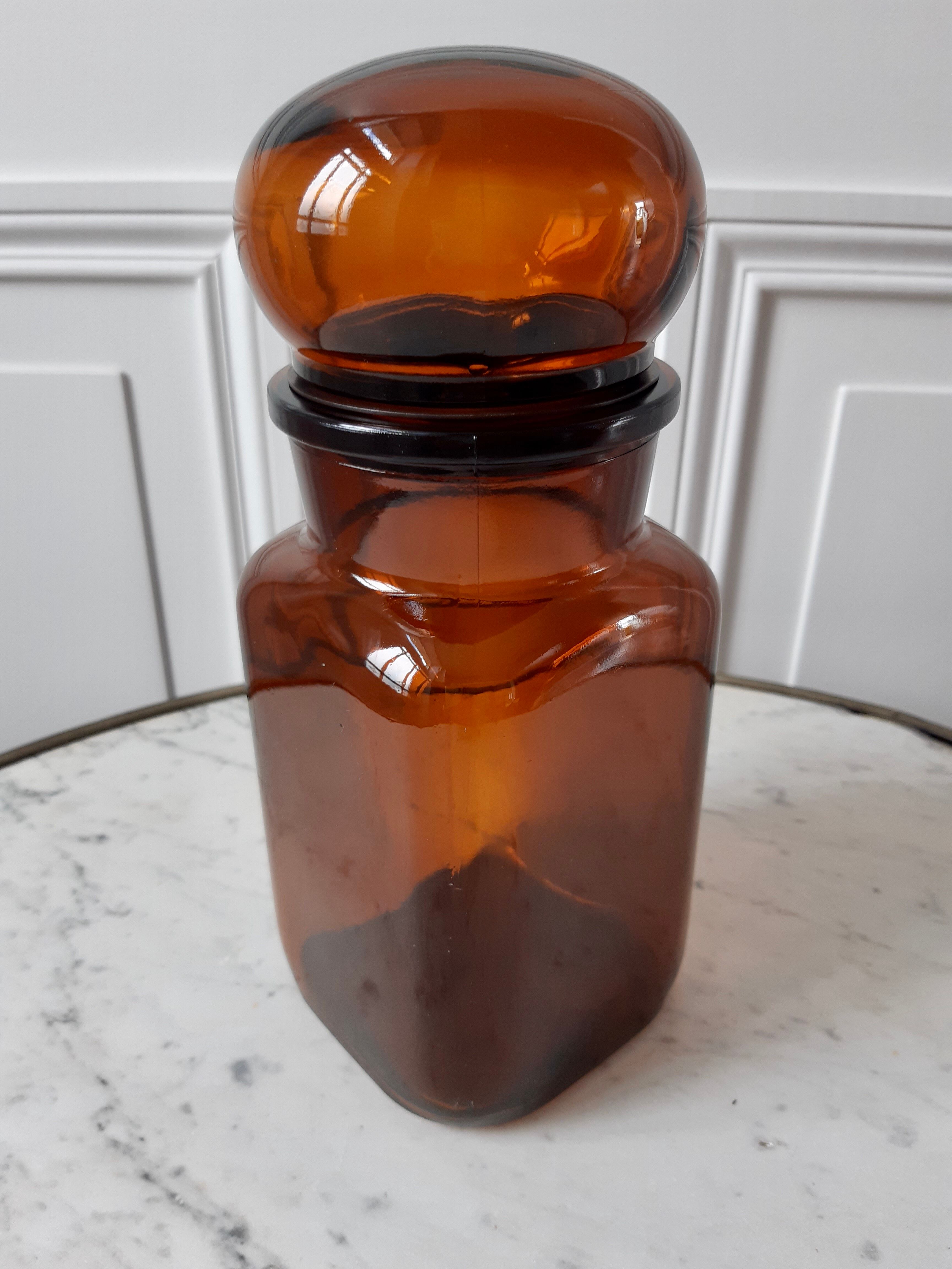 Vintage Amber Apothecary Pot