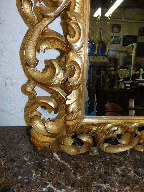 Wooden mirror carved gilded with leaf 140x98cm