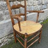 Provencal armchair, straw, vintage, early 20th century.