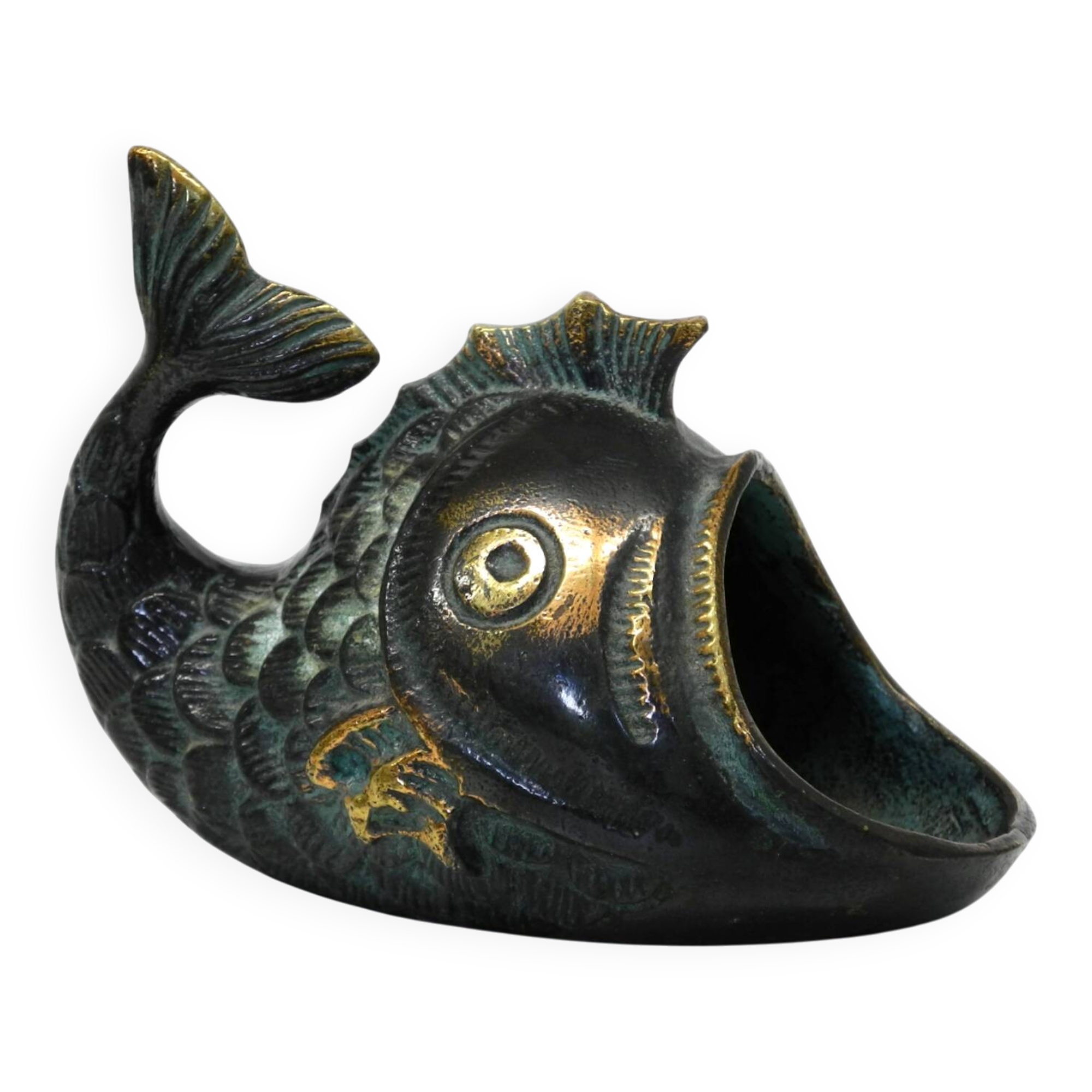 Cendrier en bronze de table ou à main de style milieu de siècle par Walter Bosse