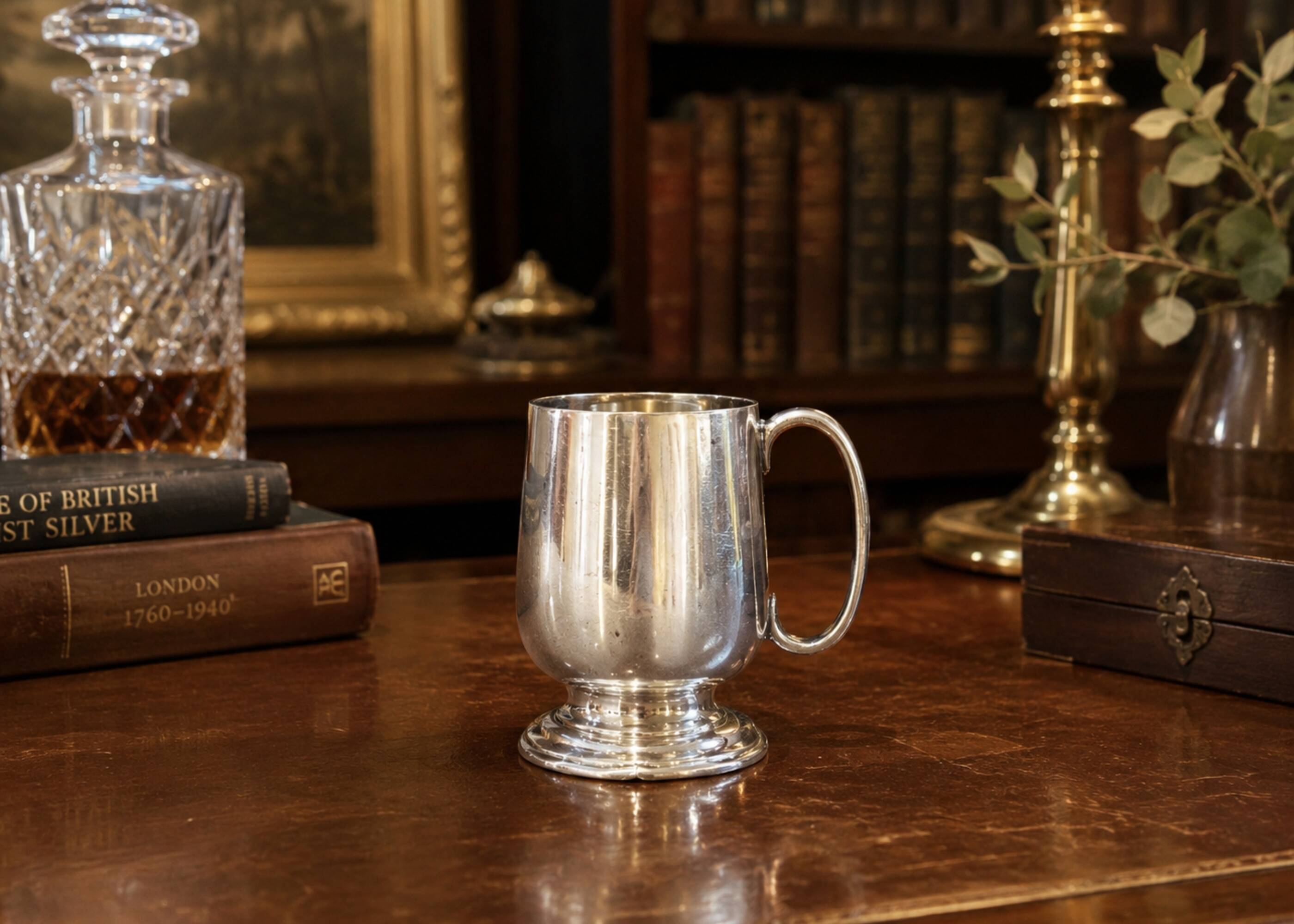 Tankard en argent anglais vintage