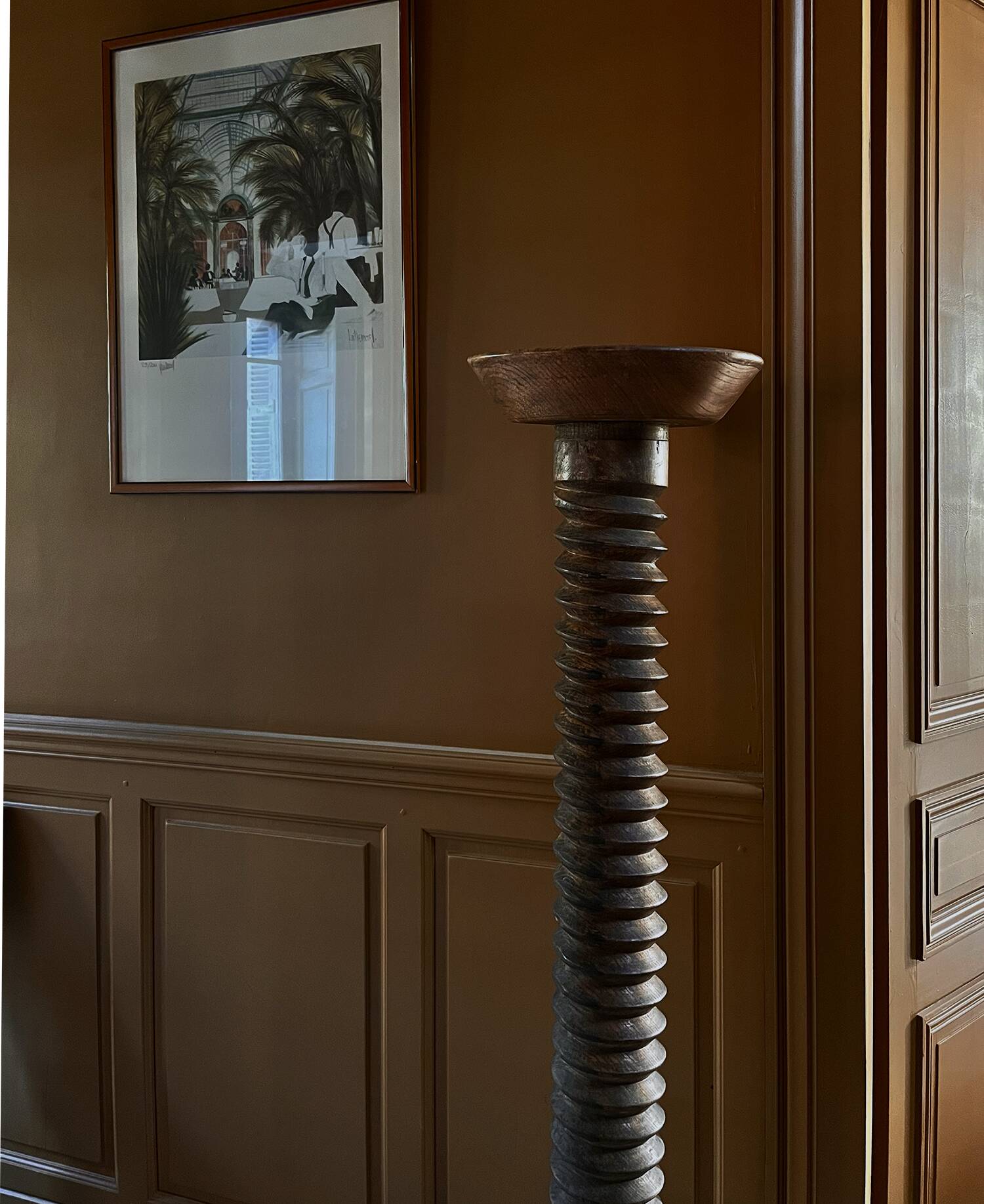 Colonne vis de pressoir en sellette à l'italienne