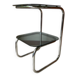 Vintage chrome and smoked glass side table