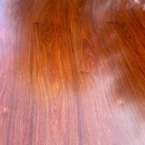 Vintage oval wooden and metal dining table from the 60s and 70s