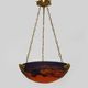 Art Deco 1 Feu Noverdy France basin pendant light in marmoreal glass paste