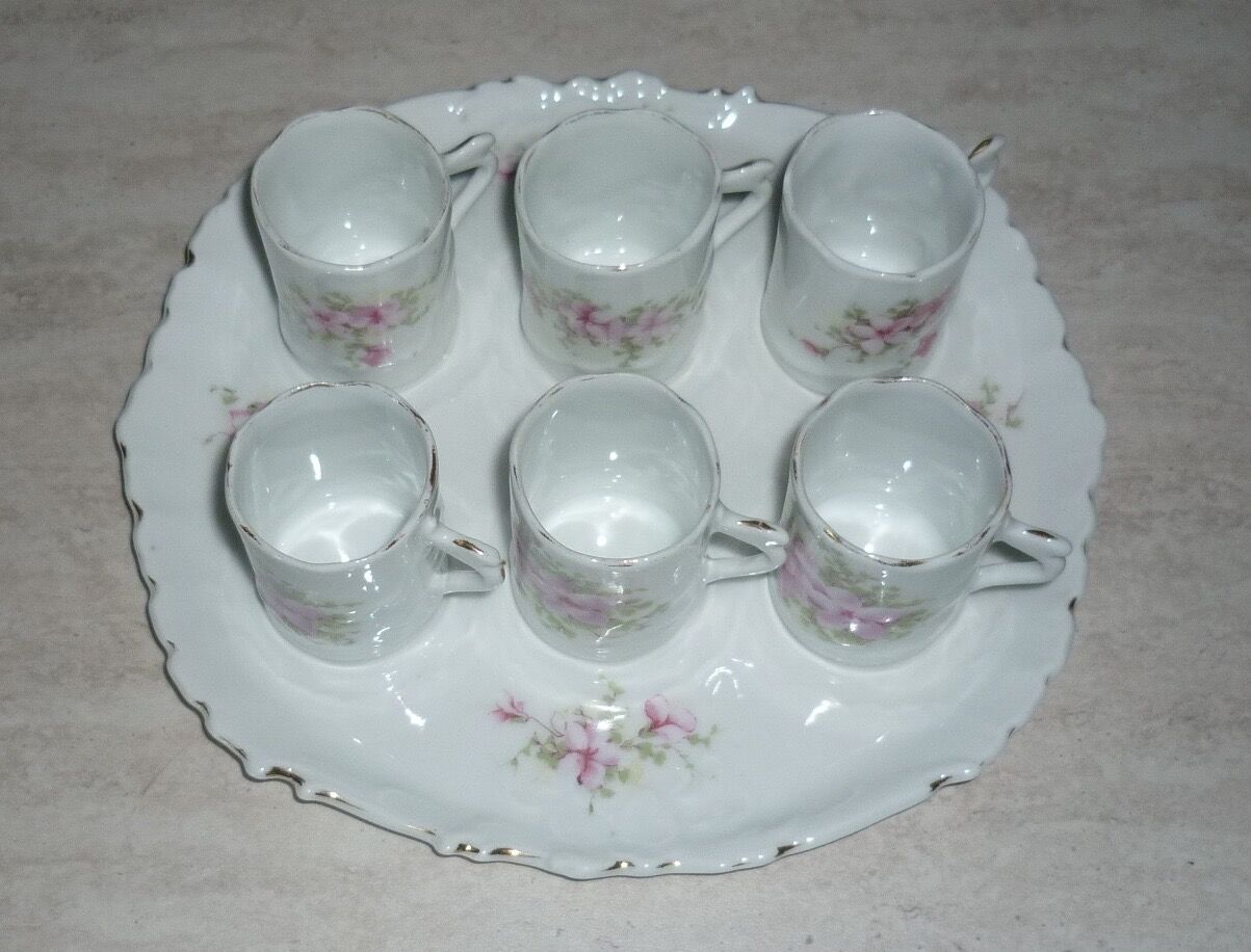 Coffee cups and tray, antique porcelain children's tableware