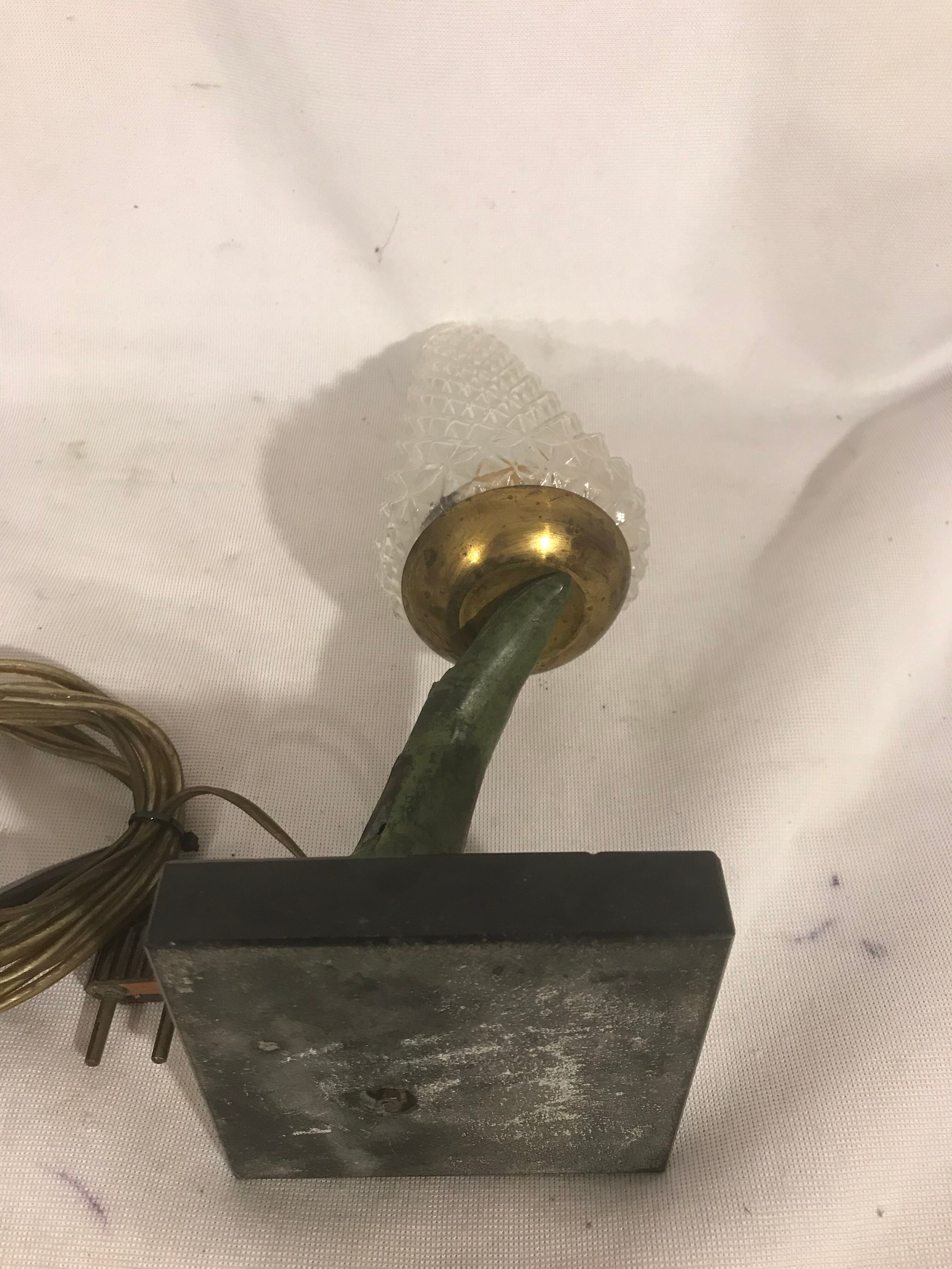 Lampe flamme marbre & bronze