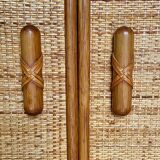 VINTAGE Bamboo Wicker Shelf