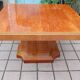 Art Deco table in moiré mahogany from the 1930s.