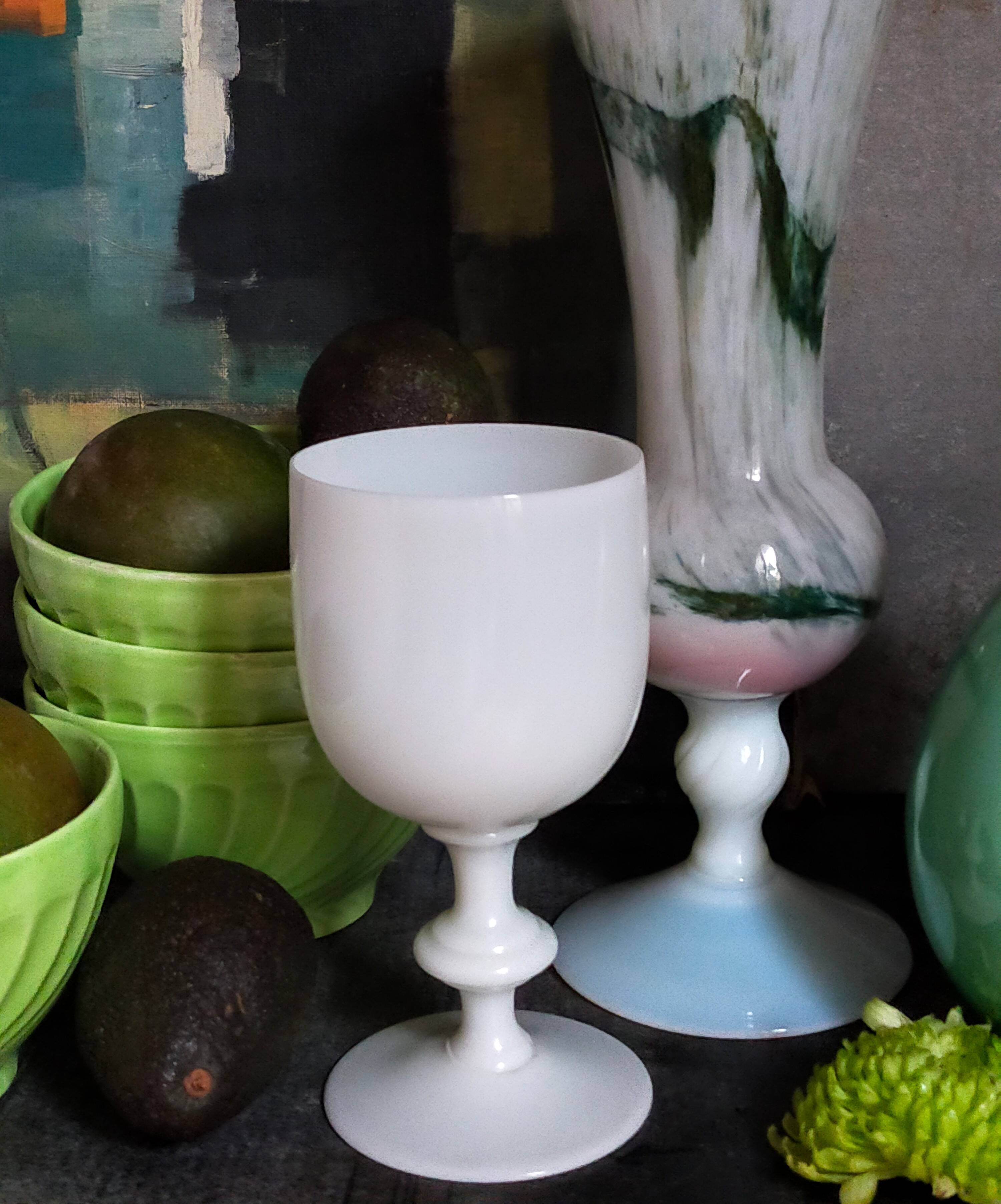 Vintage white opaline vase-cup 16.5 cm