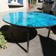Blue enamelled lava stone coffee table