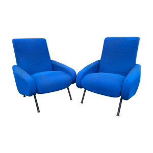 2 fauteuils bleus vintage années