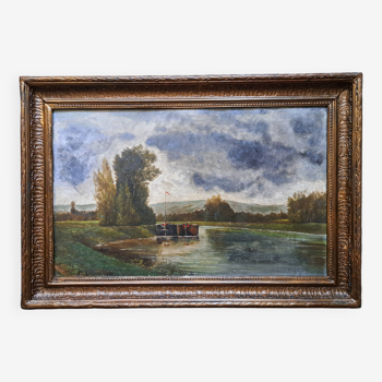 Painting signed and dated 1885, oil on canvas - Impressionist Marine, French School