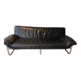 Black leather sofa designed by Johan Bertil Häggström