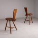 Pair of sculptural rustic wooden chairs in pine France 1960