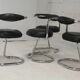 4 chairs tubular steel, imitation black leather, Italy, circa 1970