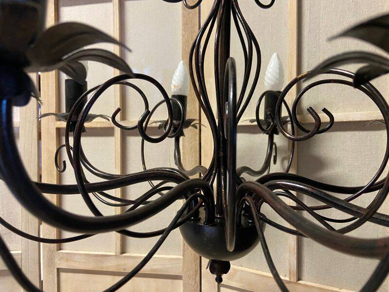 Old large chandelier ceiling light wrought iron popular art deco retro antique france