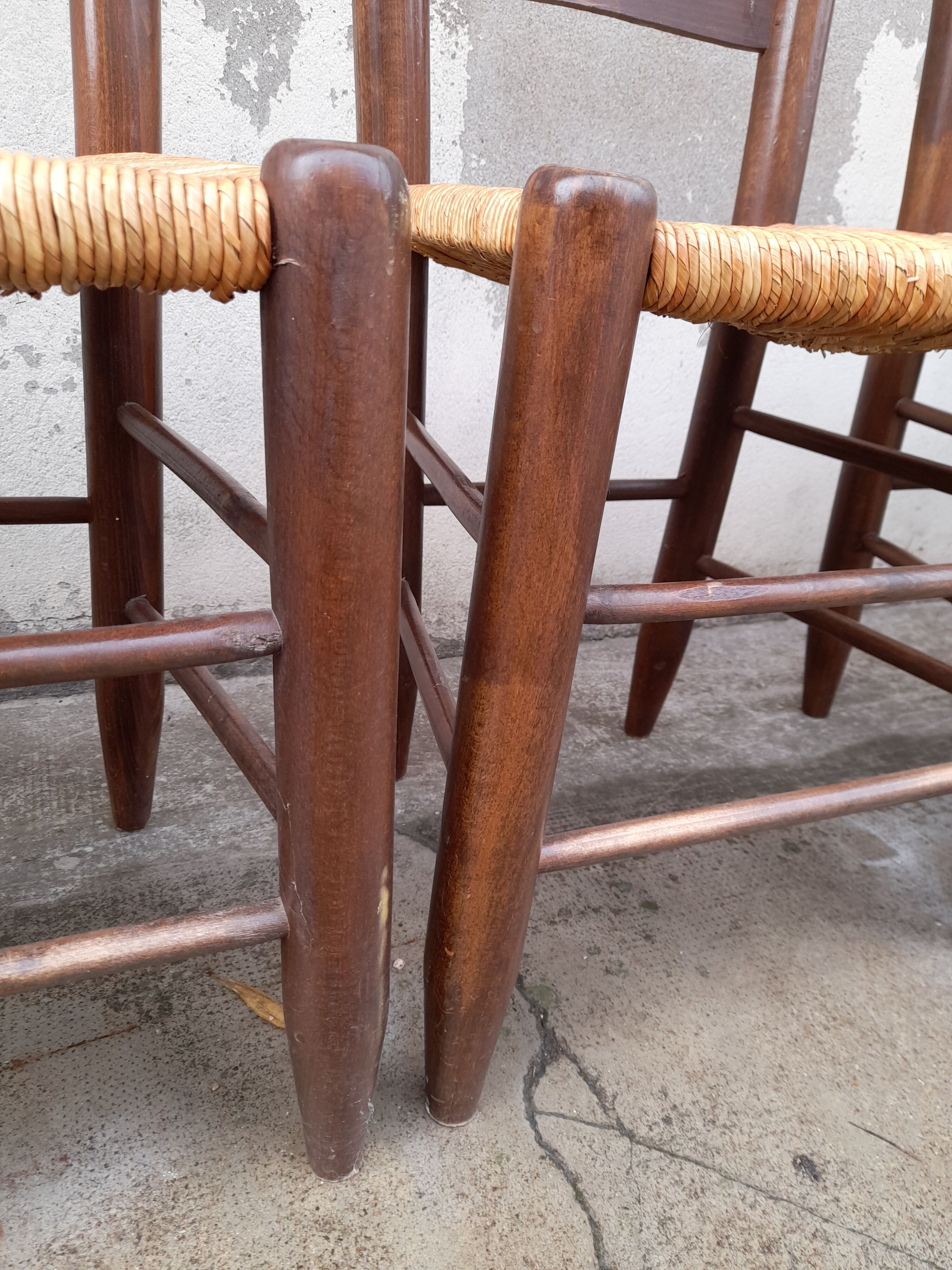 Série de 10 chaises paillé rustique anciennes